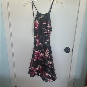 Floral Print Black Dress